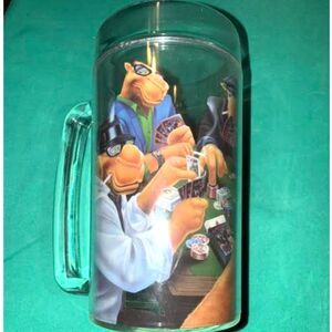 Vintage 1991 Joe Camel Plastic 16 oz. "Hard Pack Playing Poker" Mug Collectible